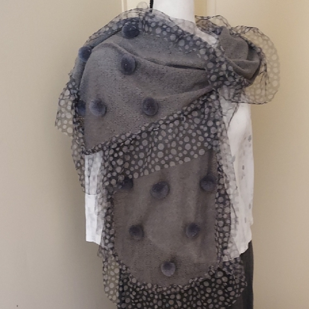 Chic Sheer Gray Polka Dot Wrap